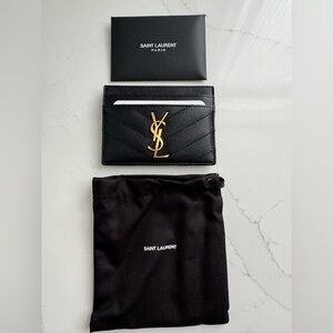 Yves Saint Laurent CASSANDRE MATELASSÉ CARD CASE IN GRAIN DE POUDRE LEATHER